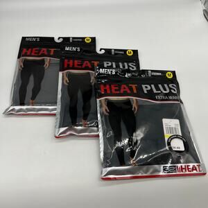 Mens 32 Degrees 3 Packs Heat Plus Leggings Extra Warm Black Size Medium